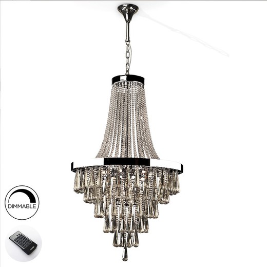 Palace Smoky Metal and Glass Ceiling Lamp with 22 lights, Ø80x140cm