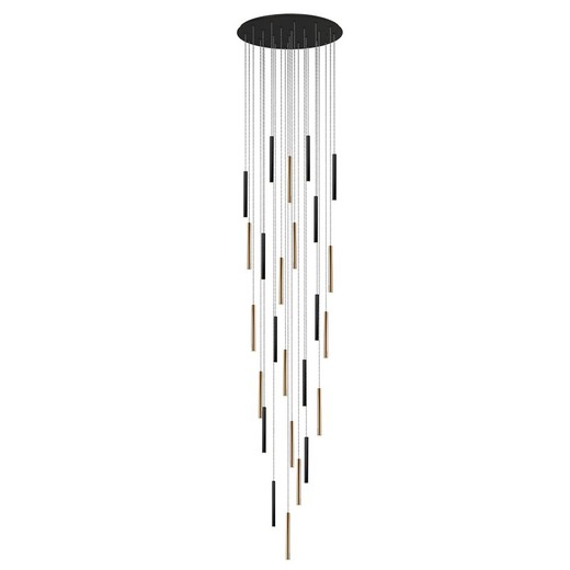 Plafondlamp 25 lichts Led Metaal Varas Zwart / Goud, Ø90x500cm