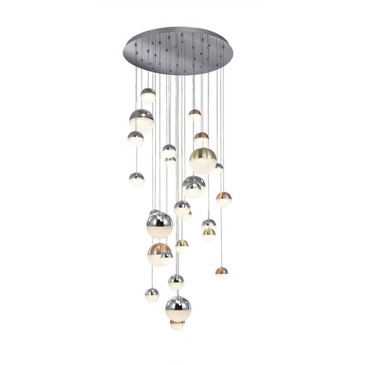 Ceiling Lamp with 27 Led Metal Sphere lights, Ø83x220cm