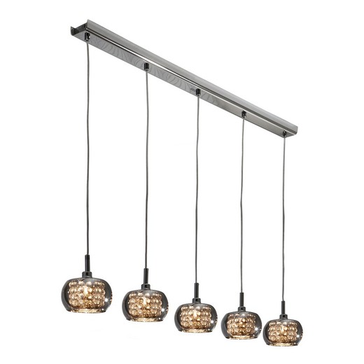 Ceiling Lamp with 3 lights in Steel and Arián Mirrored Glass, 105x13x18cm