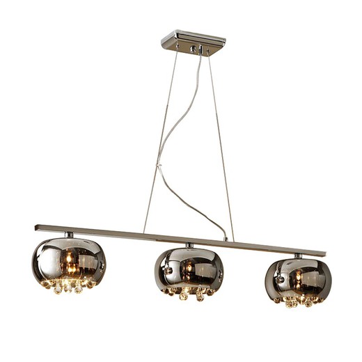 Argos Mirrored Glass and Metal 3-light Ceiling Lamp, 102x22x21cm