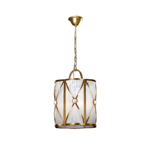 3-Light Metal and Gold Leaf Esparta Gold/White Ceiling Lamp, Ø30x43 cm