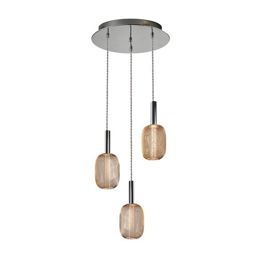 Ceiling Lamp with 3 lights Led in Gold Micron Metal, Ø36x30cm