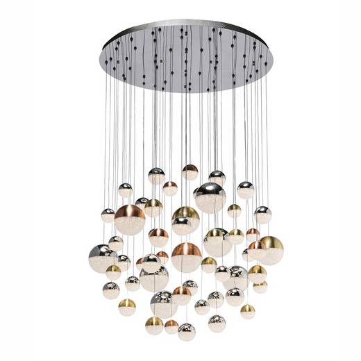 Plafonnier avec 55 lumières Led Metal Sphère, Ø140x200cm