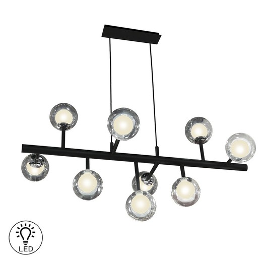 Altais Double Glass and Metal 9-light Ceiling Lamp, 92x54x50cm