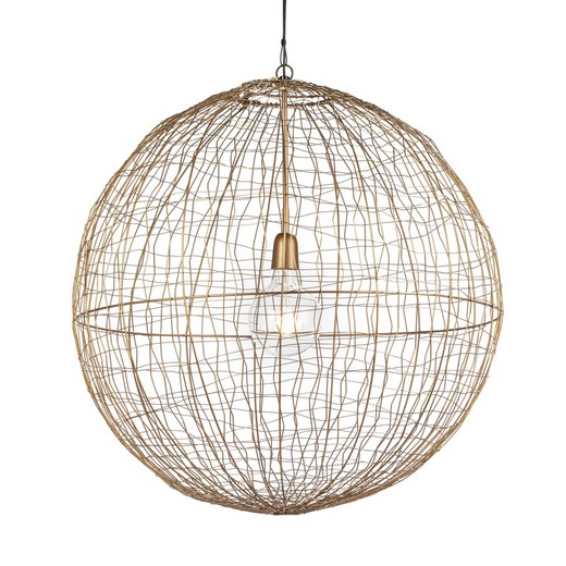 Ceiling lamp in golden wire, 70x70x70 cm