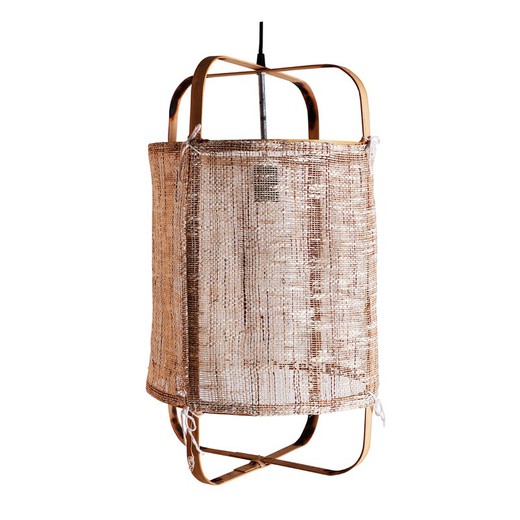 Taklampa av bambu och linne i naturlig färg, Ø 33 x 58 cm | Shipley