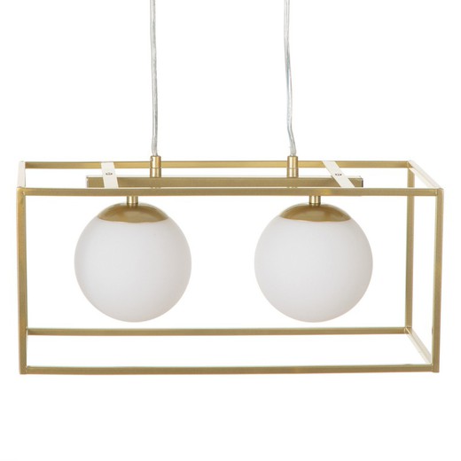 Crystal and iron ceiling lamp in gold and white, 45 x 20 x 20 cm
