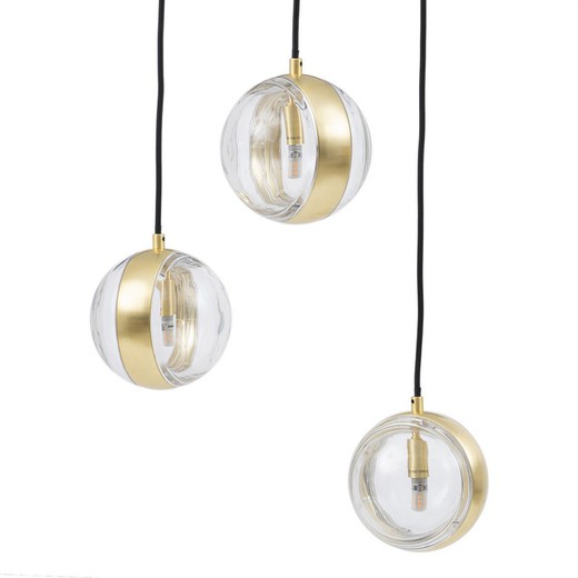 Crystal and metal ceiling lamp in gold, Ø 15 x 120 cm