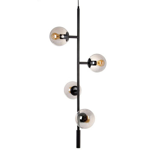 Lampa sufitowa ze szkła i metalu w kolorze czarnym i szarym, 40 x 40 x 234 cm