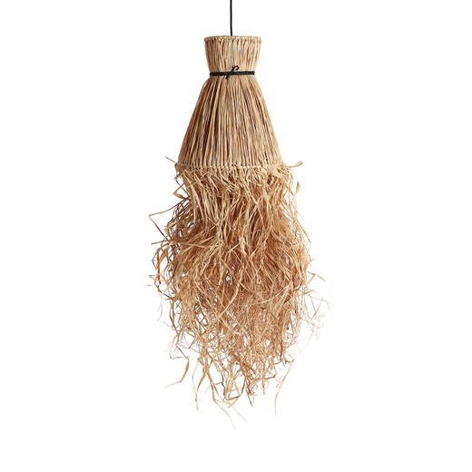 Natural fiber and raffia ceiling lamp in natural, 32 x 32 x 93 cm | Kasses