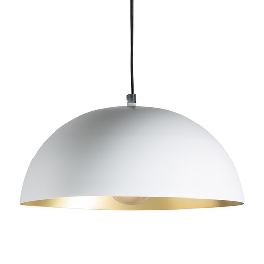 Hvid/guld jernloftslampe, Ø40x20cm
