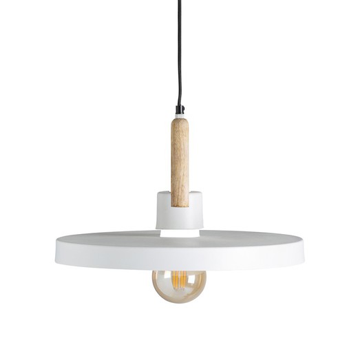 Weiß / Holzgriff Deckenlampe aus Eisen und Holz, Ø43x263cm