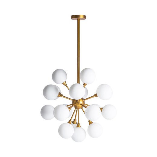 Ceiling Lamp in Brass and Gold / White Glass, Ø60x100cm