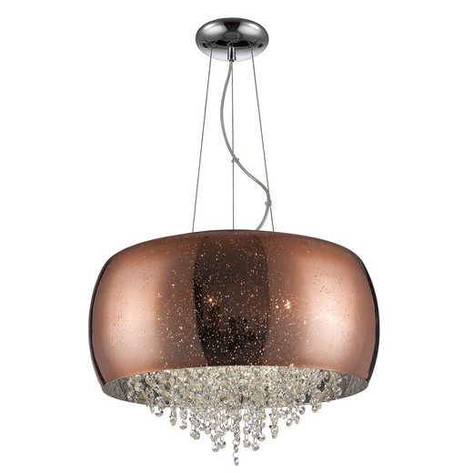 Metal and Glass Ceiling Lamp Caelum Copper, Ø50x35cm