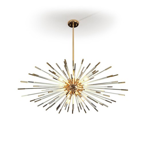 Metal and Glass Ceiling Lamp Golden Evasion, Ø100x42cm