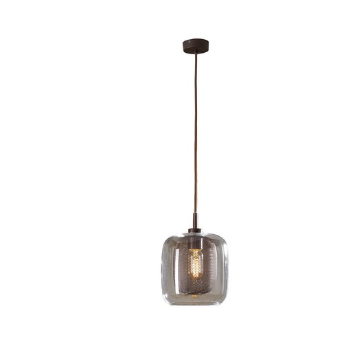 Lámpara de techo S de metal y cristal en marrón, Ø 20 x 29 cm | Fox