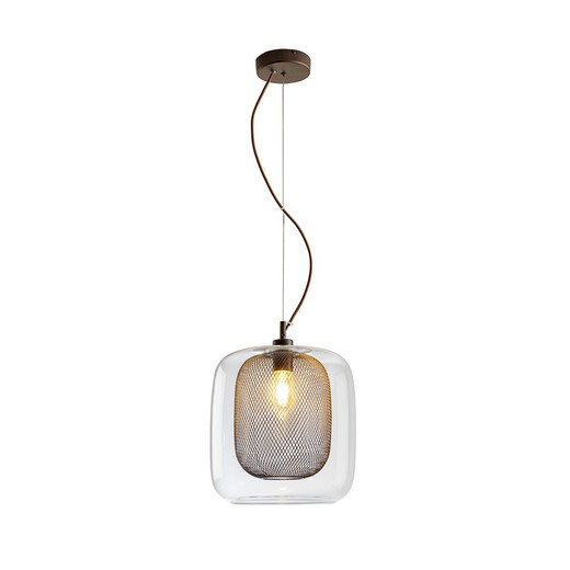Metalowo-szklana lampa sufitowa Lis brązowy, Ø30x180cm