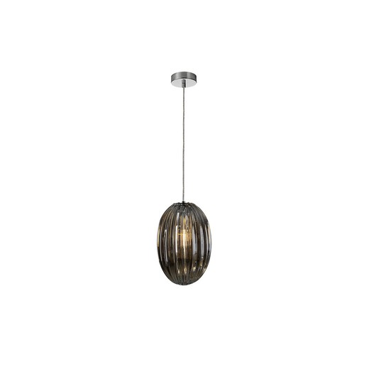 Metal and Glass Ceiling Lamp Ovila Smoky, Ø20x31cm