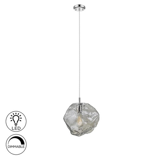 Metal- og glasloftslampe Petra Smoky, 27x25x29cm