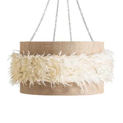 Natural feather ceiling lamp, 80 x 80 x 45 cm