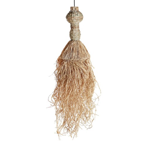 Raffia ceiling lamp in natural color, Ø 32 x 113 cm | Kasses