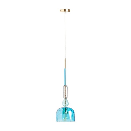 Glas-Deckenlampe in transluzentem Blau, 20 x 20 x 68 cm | Micha