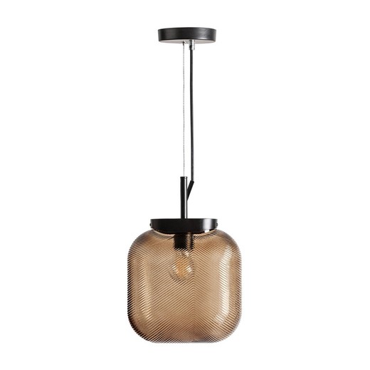 Lampada da soffitto in vetro marrone e nero, 25 x 13 x 39 cm | Fumo