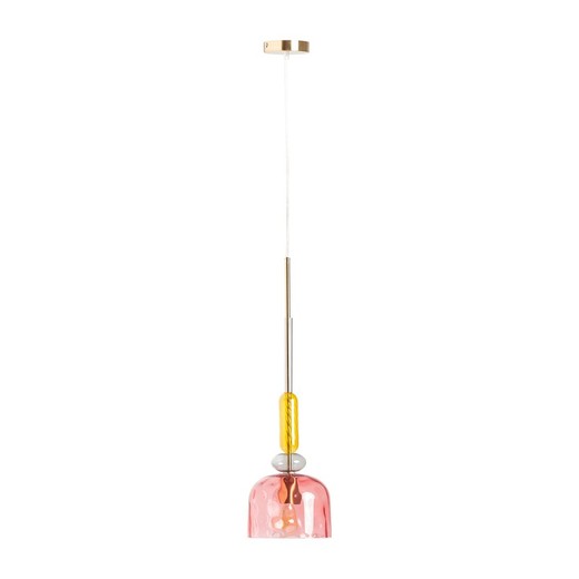 Lampada da soffitto in vetro rosa traslucido, 20 x 20 x 68 cm | Michea