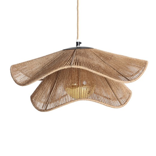 Lampada da soffitto Khed in iuta e ferro naturale, 50 x 50 x 25 cm