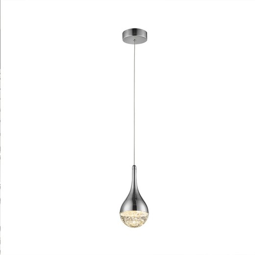 Elie Sølv Led Metal og Glas Loftslampe, Ø10x22cm