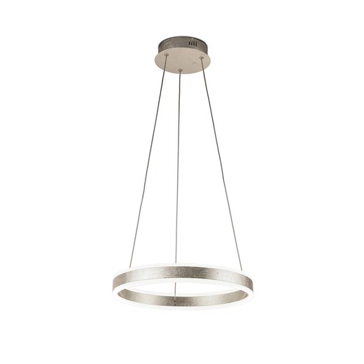 Helia Zilverkleurige Led-plafondlamp van metaal en bladzilver, Ø50x6cm