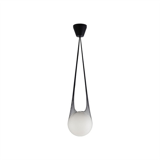 Lámpara de techo S de cristal y tela en blanco y negro, Ø 30 x 30 cm | Globe