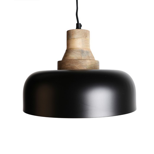 Wetherby plafondlamp van ijzer en mangohout in zwart/natuur, 30 x 30 x 125 cm