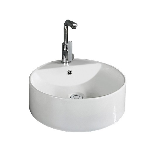 Lavabo en céramique blanc, 46,5 x 46,5 x 15,5 cm