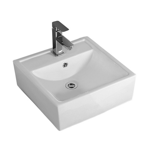 Lavabo de porcelana en blanco, 46 x 46 x 16 cm