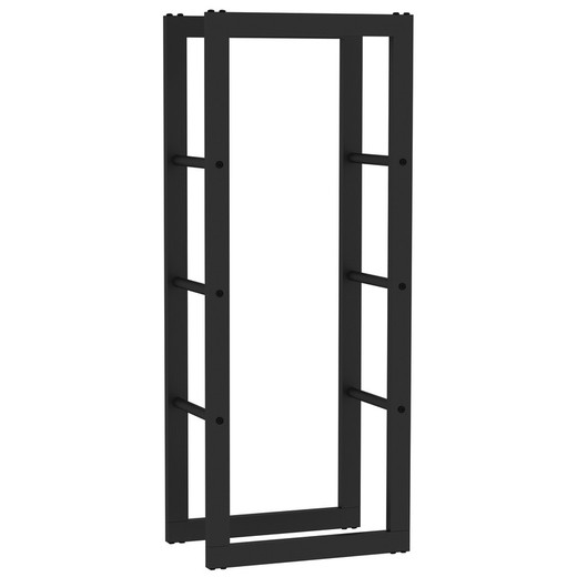 Black steel firewood rack, 40 x 25 x 100 cm | Rack