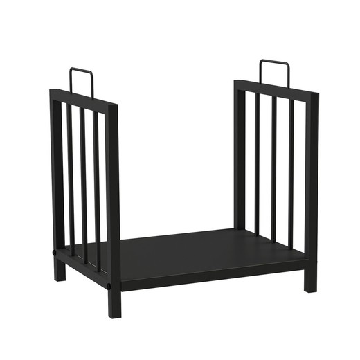 Black steel firewood rack, 43 x 33 x 45 cm | Handle