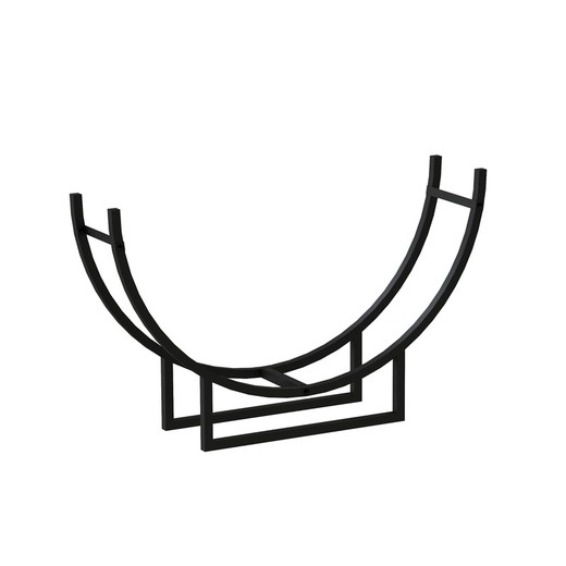 Rack para lenha em aço preto, 92 x 55 x 21 cm | Semi-redondo