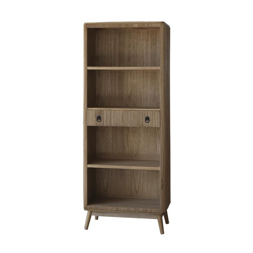 Wooden bookcase with 3 shelves and 2 drawers, 75x40x189 cm