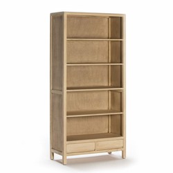 Somber Verlating filosofie Gesluierde witte houten boekenkast met 5 planken en 2 laden, 90x40x190 cm —  Qechic