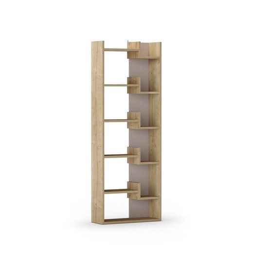 Librería de madera en color roble y blanco, 60,5 x 22 x 162,4 cm | Klapo