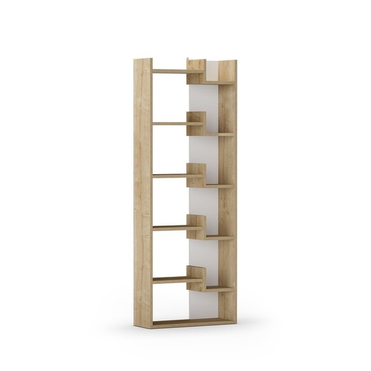 Librería de madera en natural y blanco, 60,5 x 22 x 162,4 cm | Klapo