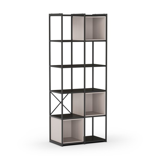 Bücherregal aus Holz und Metall in Schwarz und Creme, 70,5 x 39 x 179 cm | Anya