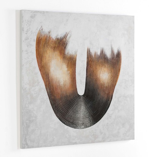 Lienzo arte abstracto de pasta marrón, 120x4x120cm