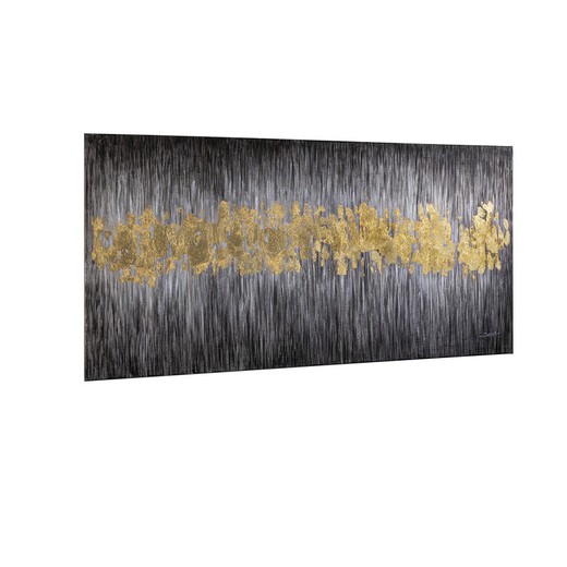 Tela abstrata em acrílico e caminho de folha de ouro, 160x4x80cm