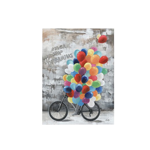 Canvas Fietser met Dromende ballonnen, 90x4x120cm