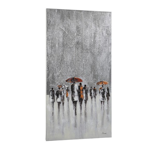 Canvas Människor i regnet Det regnar, 70x4x140cm