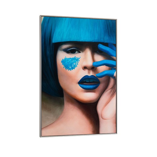 Face de tela com moldura azul, 80x4x120cm