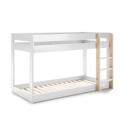 90 cm bunk bed in natural and white pine, 197 x 107.4 x 131.5 cm | Angel